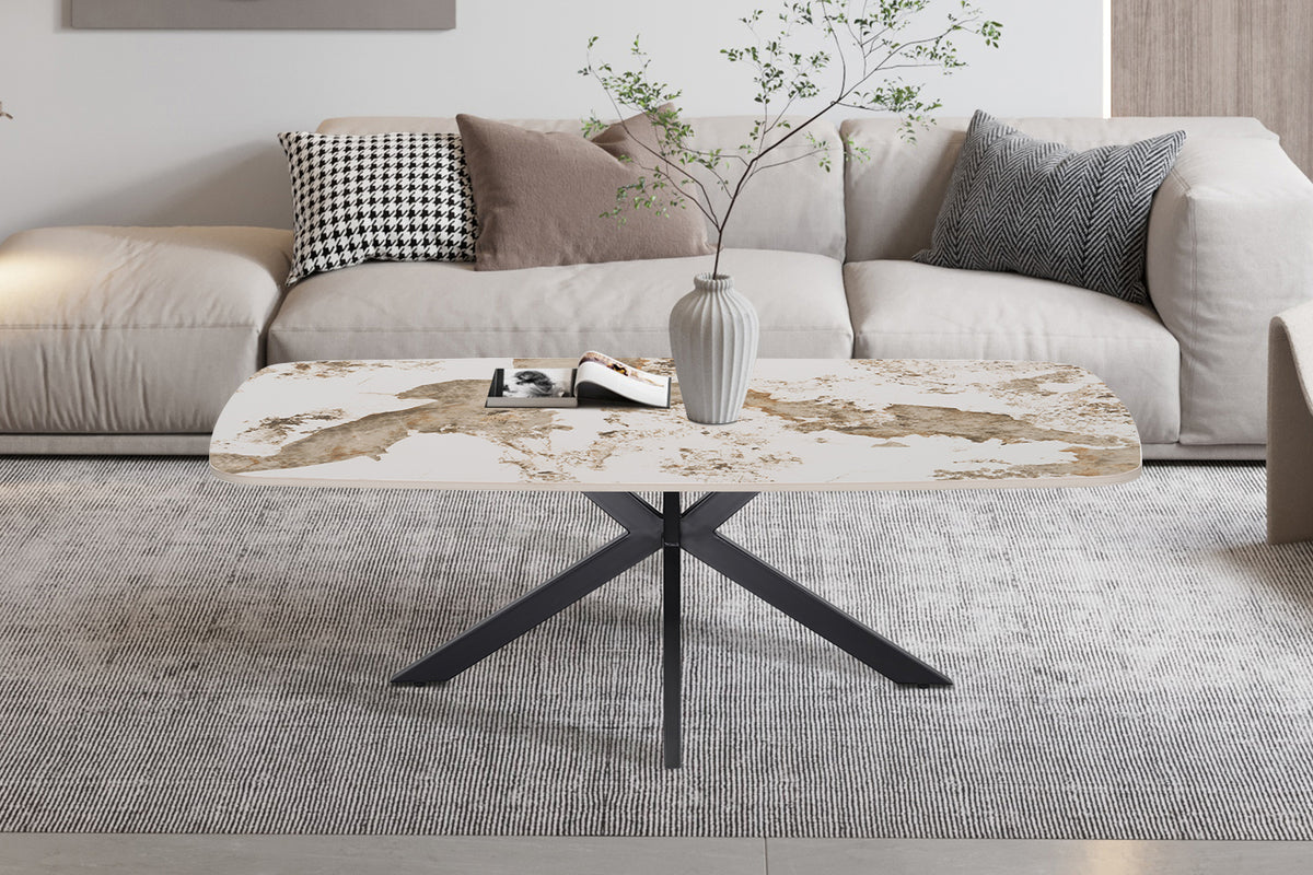 Table basse Apollo 130 cm ovale danoise pierre brillante