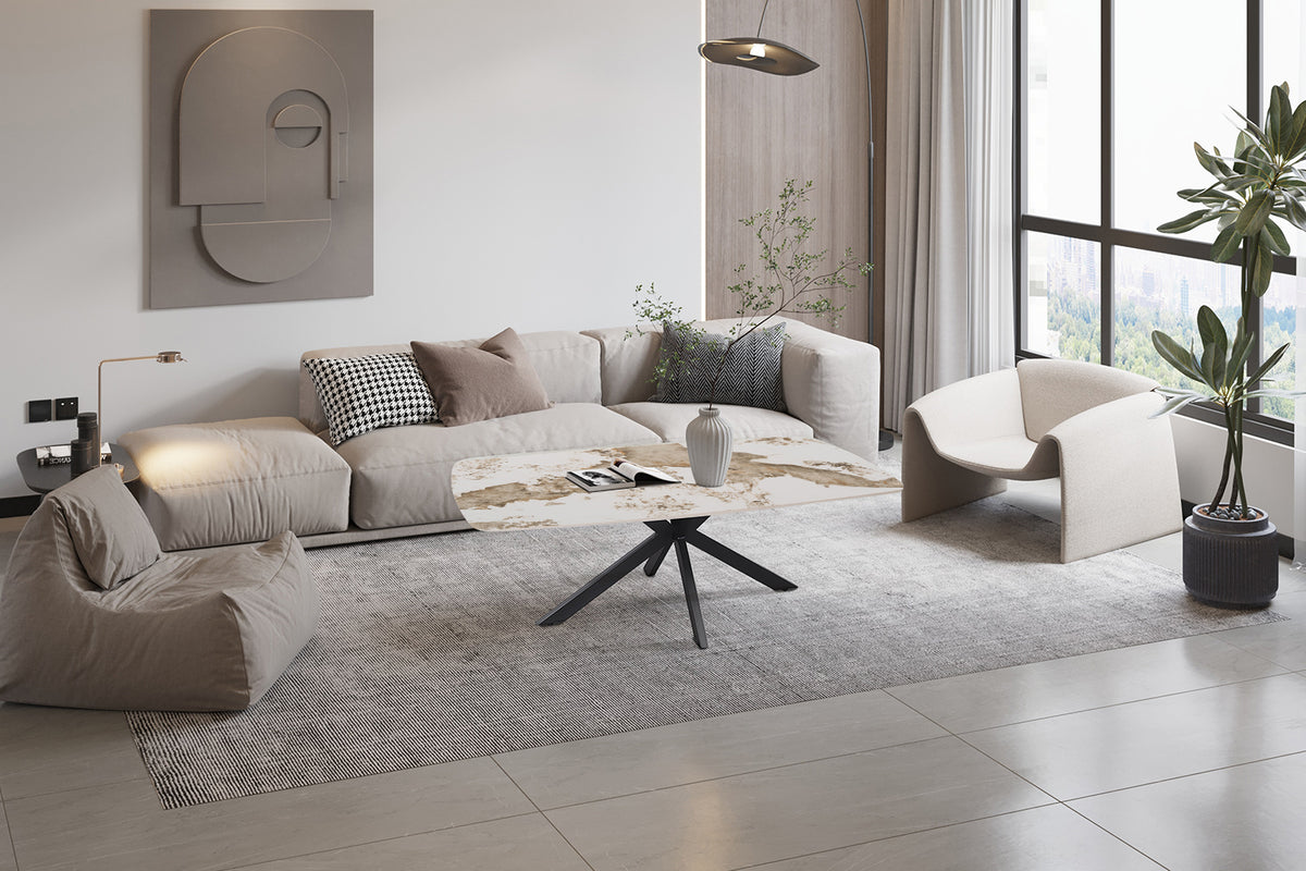 Table basse Apollo 130 cm ovale danoise pierre brillante