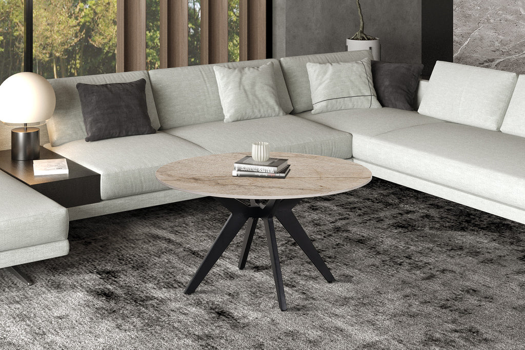 Table basse Apollo 80 cm Ronde Pierre Brillante Shakespear beige - vue 2