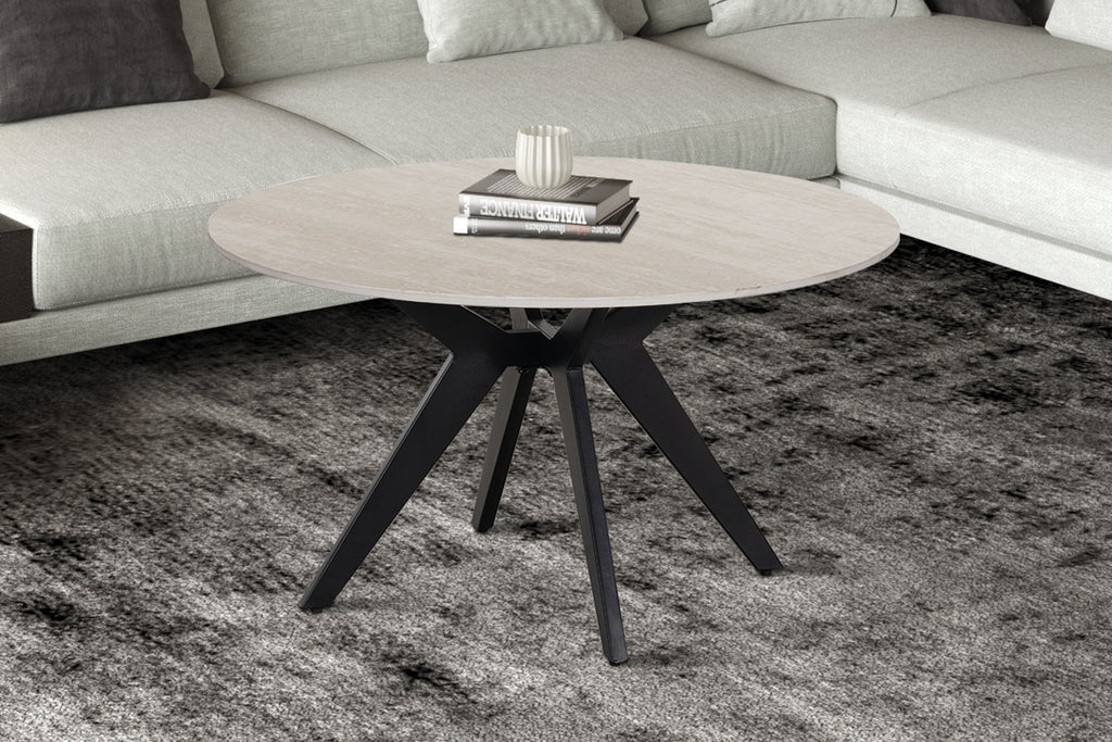 Table basse Apollo 80 cm Ronde Pierre Baroque gris