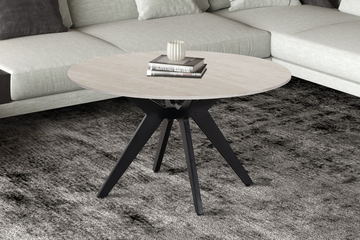 Table basse Apollo 80 cm Ronde Pierre Baroque gris