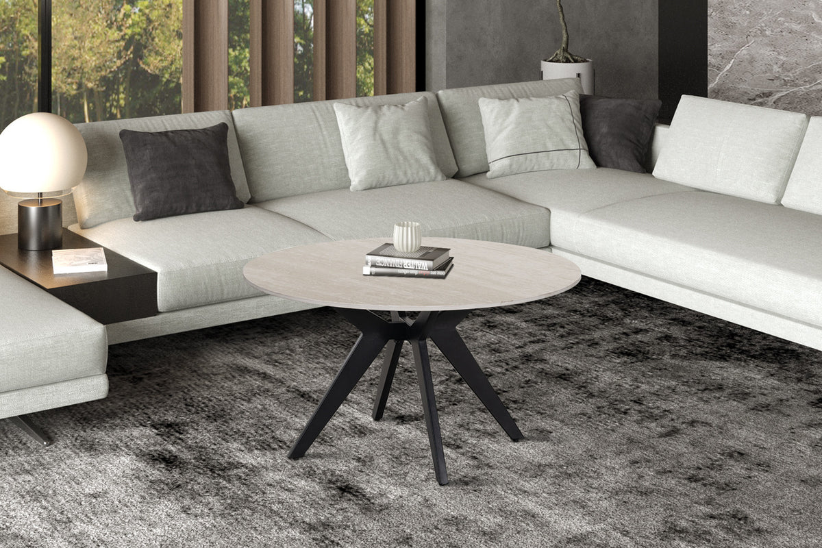 Table basse Apollo 80 cm Ronde Pierre Baroque gris - vue 2