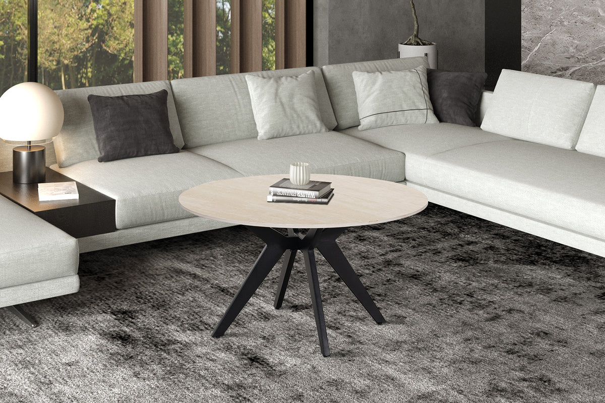Table basse Apollo 80 cm Ronde Pierre Baroque beige - vue 2
