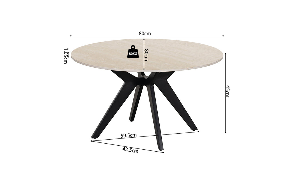 Table basse Apollo 80 cm Ronde Pierre Baroque beige - vue 6