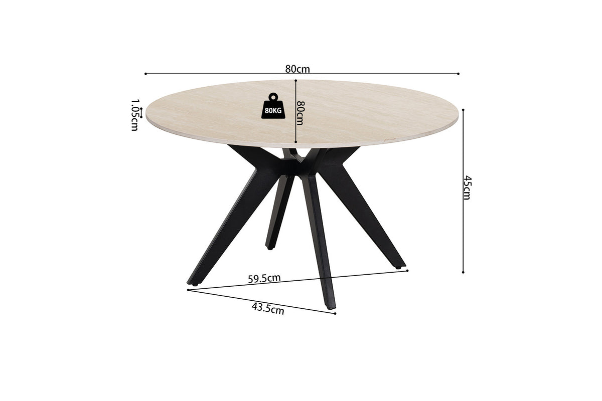 Table basse Apollo 80 cm Ronde Pierre Baroque beige - vue 6