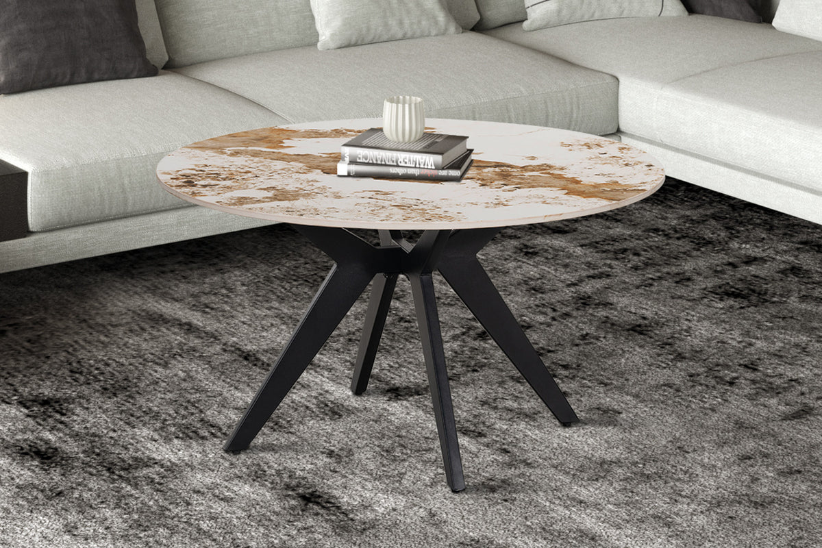 Table basse Apollo 80 cm Ronde Pierre Brillante Pandora
