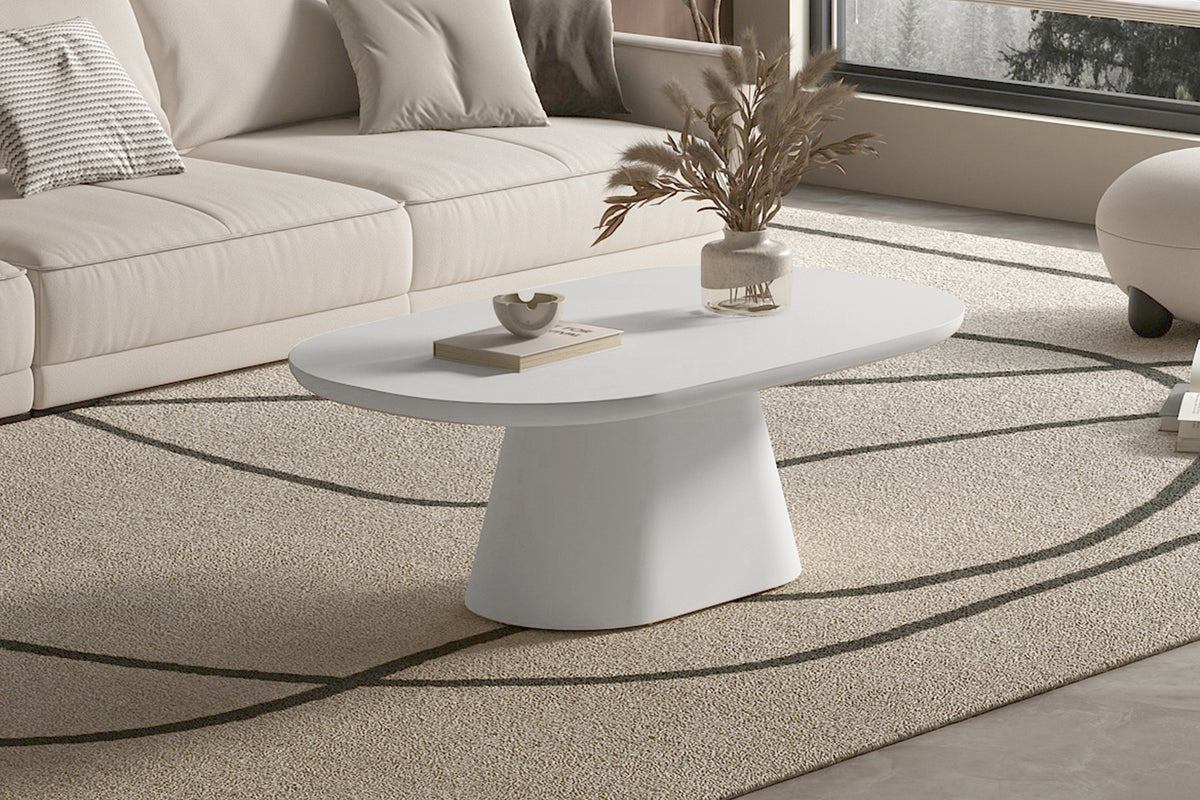 Table basse Tavira 120 cm Ovale Ciment Ecru