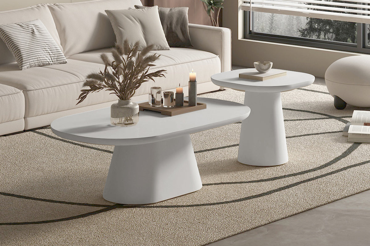Table basse Tavira 120 cm Ovale Ciment Écru
