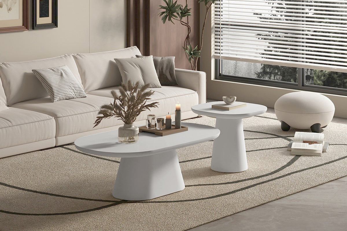 Table basse Tavira 120 cm Ovale Ciment Écru