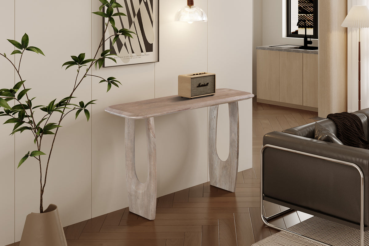 Console Braga Ovale danoise Bois de manguier Amande