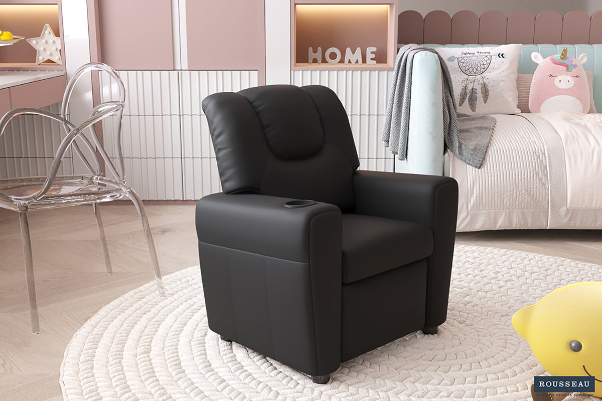 Mini-Fauteuil relax Renée relevable manuellement similicuir Noir