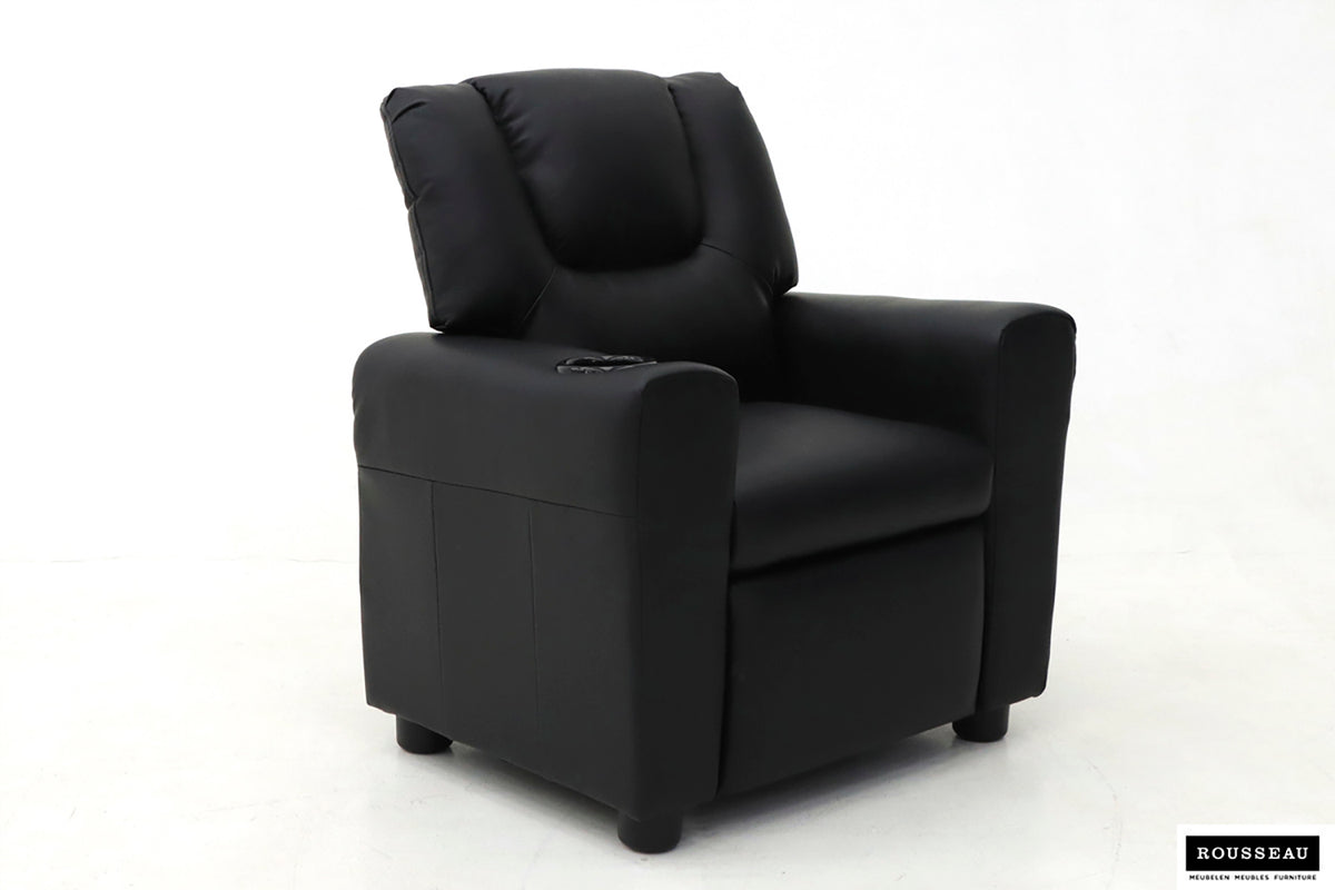 Mini-Fauteuil relax Renée relevable manuellement similicuir Noir