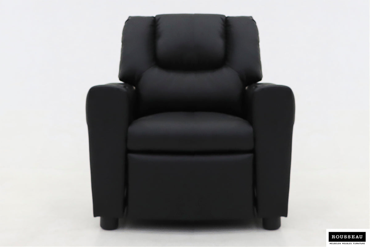 Mini-Fauteuil relax Renée relevable manuellement similicuir Noir