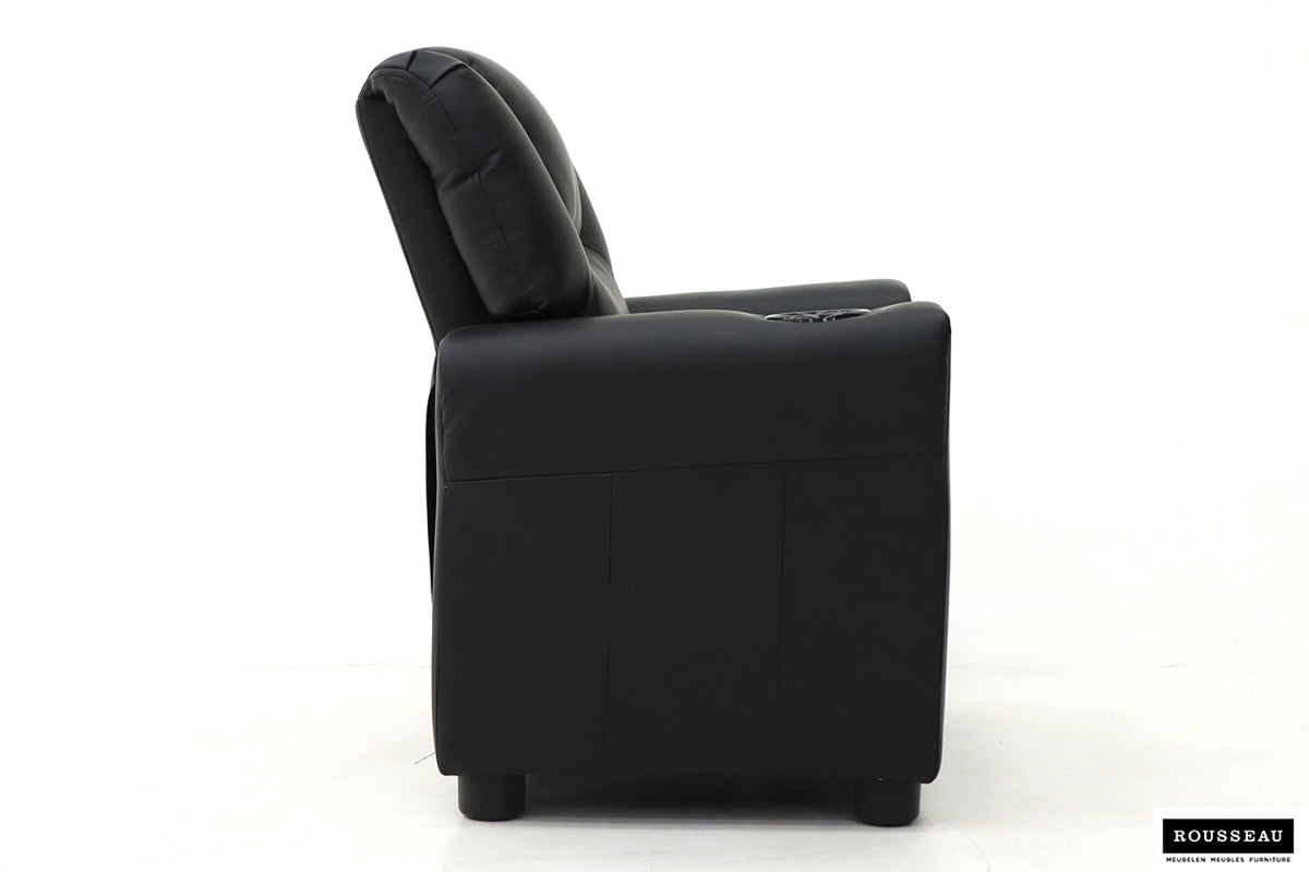Mini-Fauteuil relax Renée relevable manuellement similicuir Noir