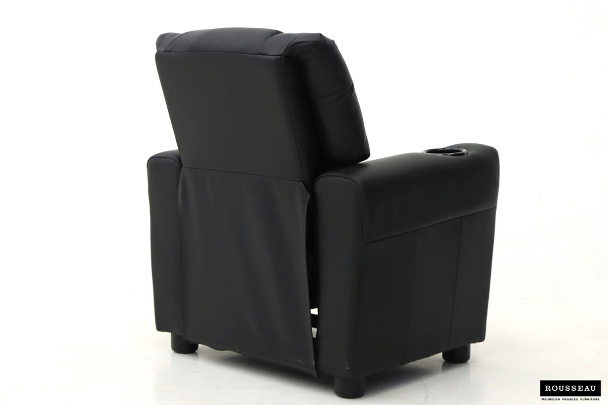 Mini-Fauteuil relax Renée relevable manuellement similicuir Noir