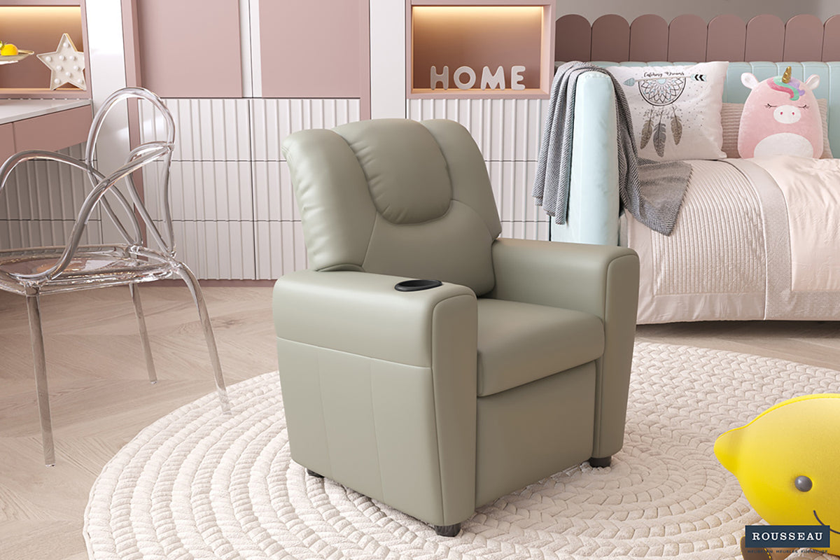 Mini-Fauteuil relax Renée relevable manuellement similicuir Gris
