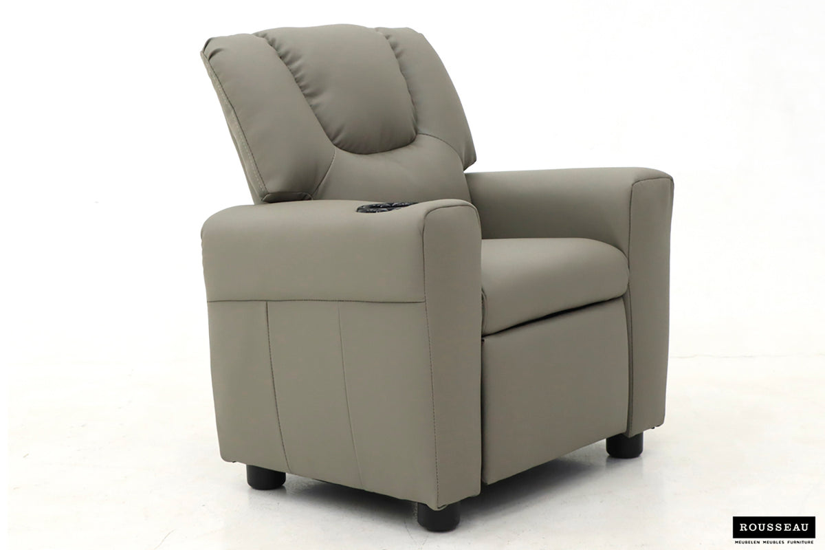 Mini-Fauteuil relax Renée relevable manuellement similicuir Gris