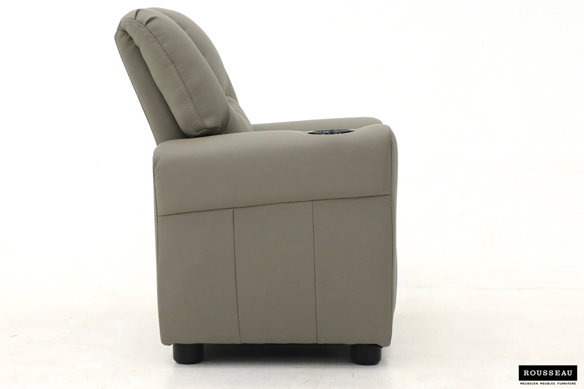Mini-Fauteuil relax Renée relevable manuellement similicuir Gris