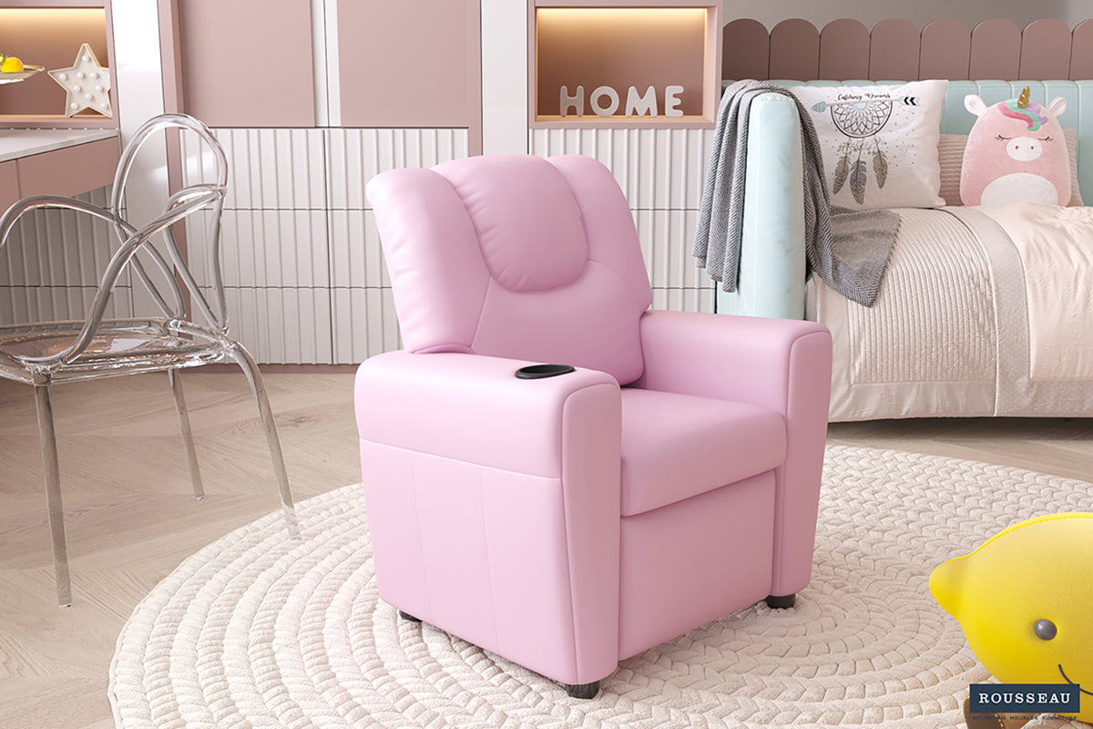 Mini-Fauteuil relax Renée relevable manuellement similicuir Rose