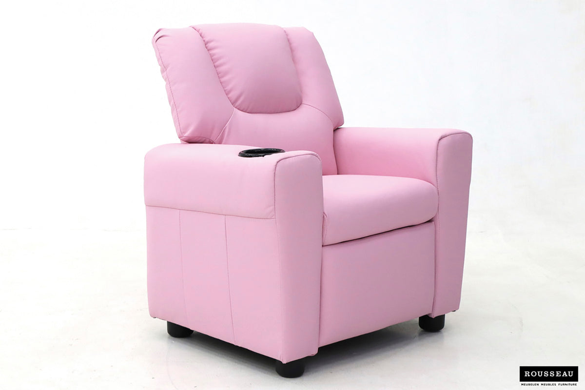 Mini-Fauteuil relax Renée relevable manuellement similicuir Rose