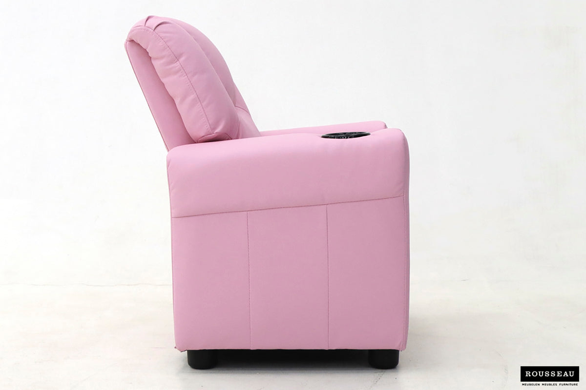 Mini-Fauteuil relax Renée relevable manuellement similicuir Rose