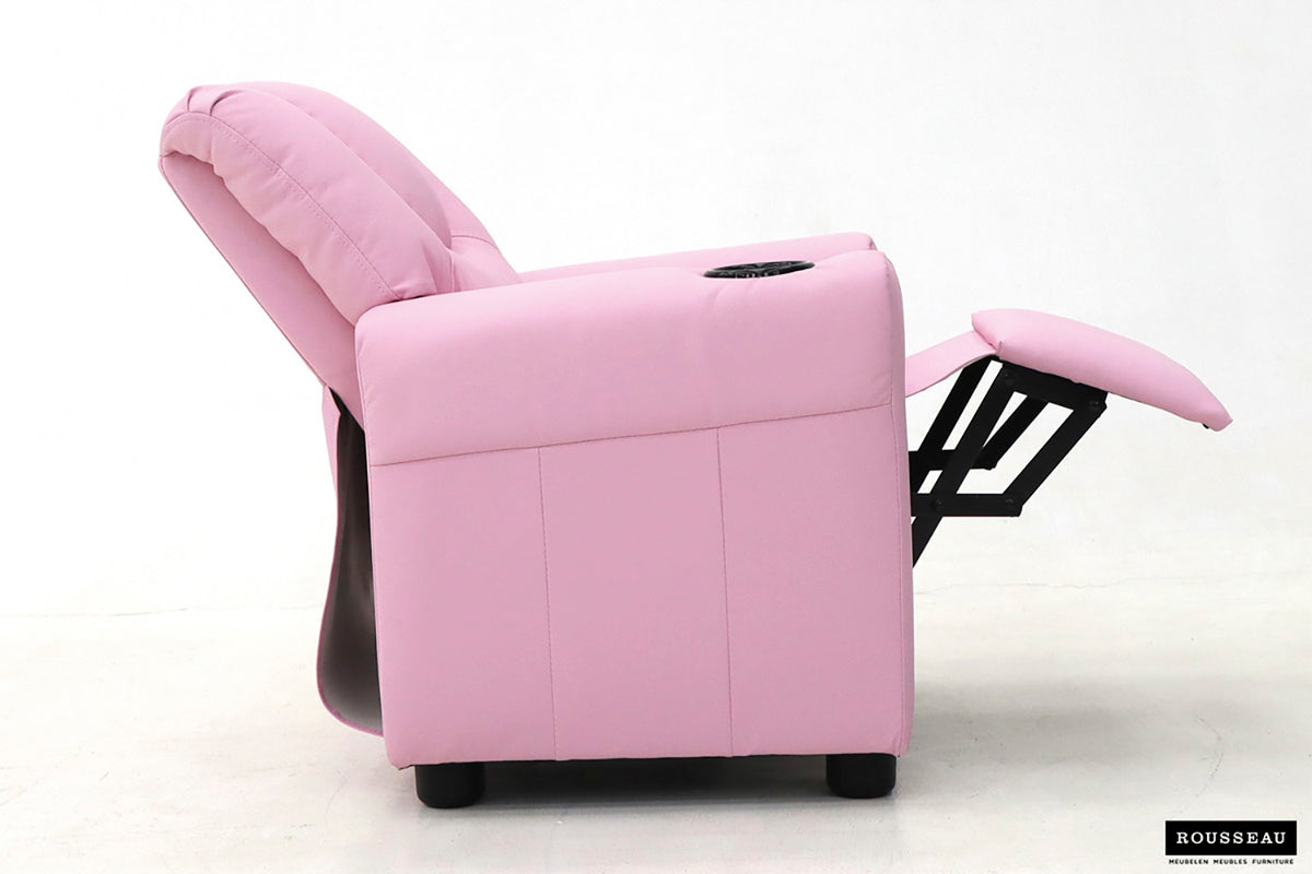 Mini-Fauteuil relax Renée relevable manuellement similicuir Rose