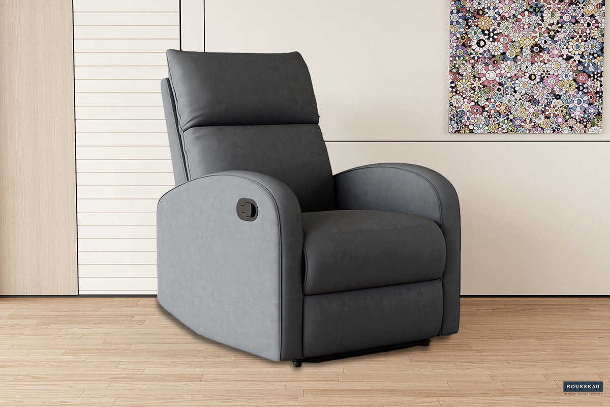 Fauteuil relax France relevable manuellement similicuir Noir