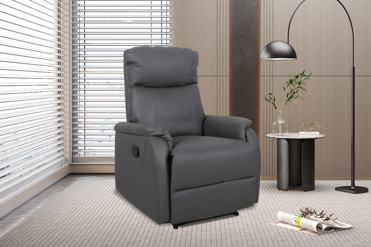 Fauteuil relax Tokio relevable manuellement similicuir Gris