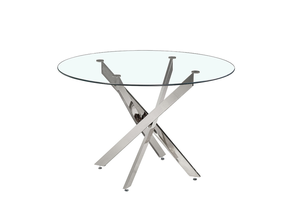 Table Lasi 120 cm Ronde Verre, Pieds chromés