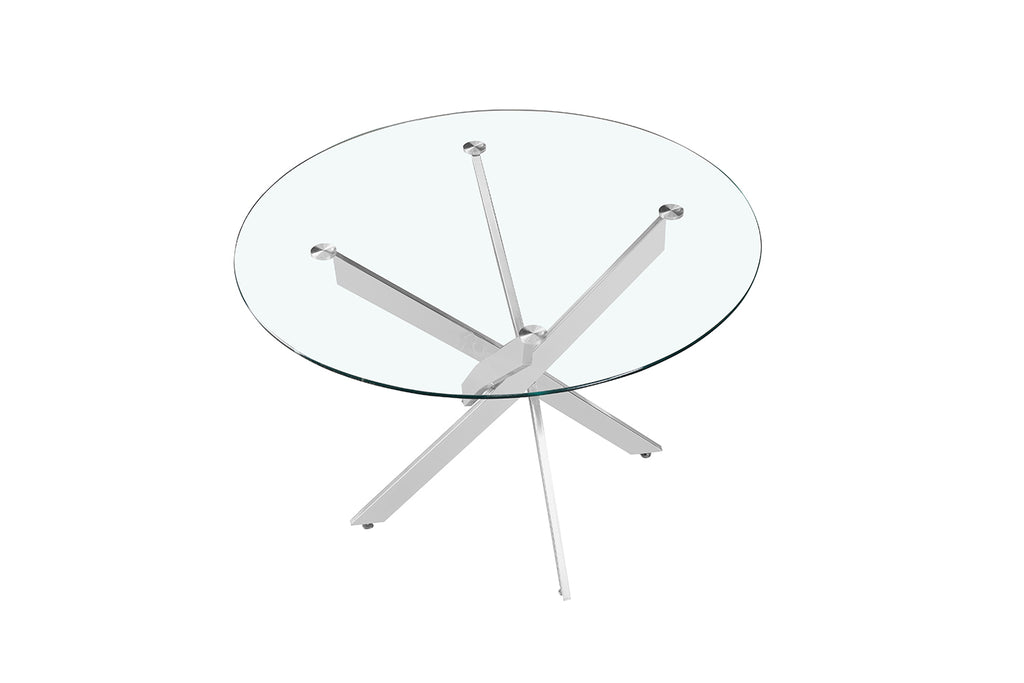 Table Lasi 120 cm Ronde Verre, Pieds chromés