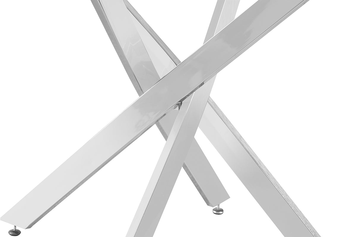 Table Lasi 120 cm Ronde Verre, Pieds chromés