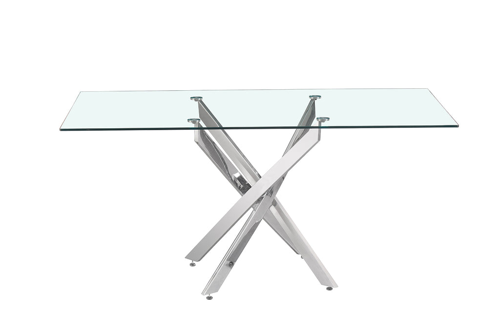 Table Lasi 160 cm Verre, Pieds chromés