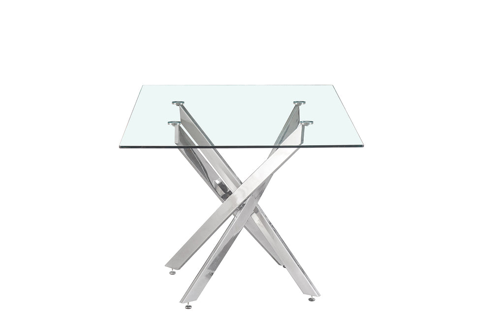 Table Lasi 160 cm Verre, Pieds chromés