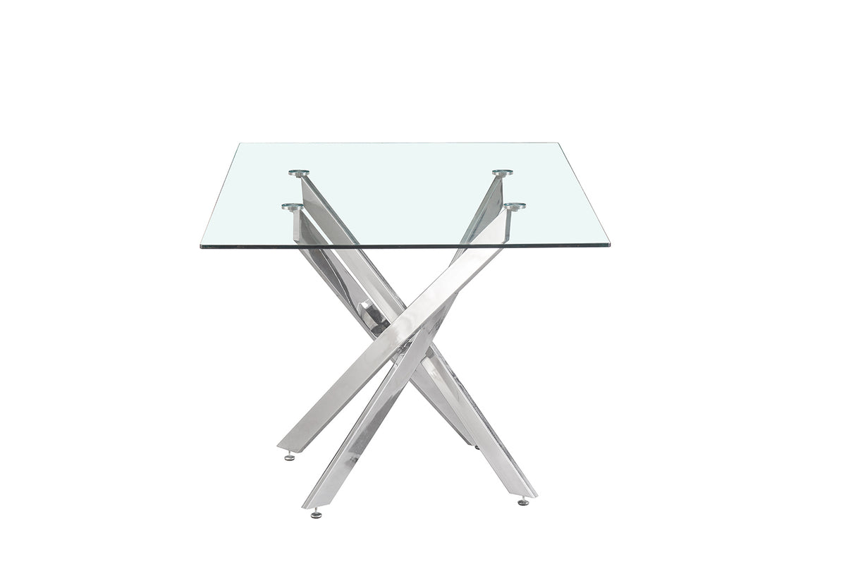 Table Lasi 160 cm Verre, Pieds chromés