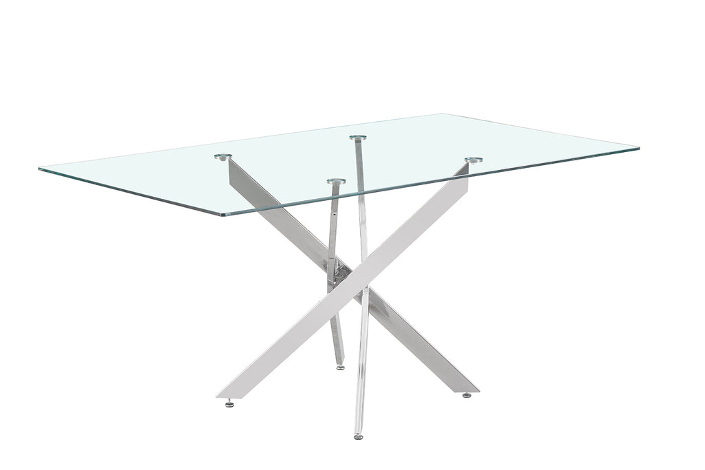 Table Lasi 160 cm Verre, Pieds chromés