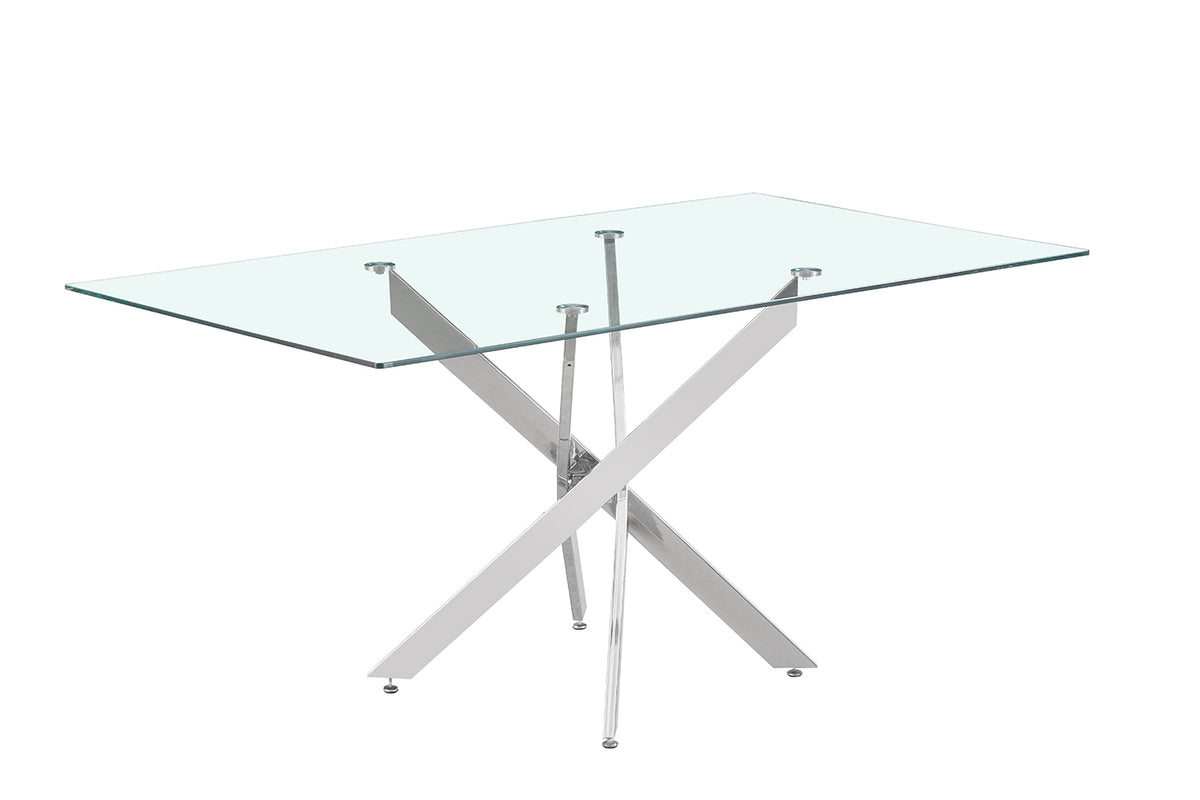 Table Lasi 160 cm Verre, Pieds chromés