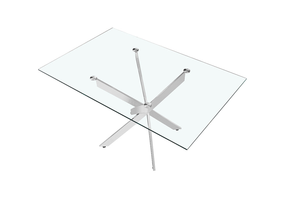 Table Lasi 160 cm Verre, Pieds chromés