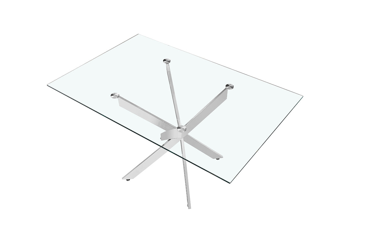 Table Lasi 160 cm Verre, Pieds chromés