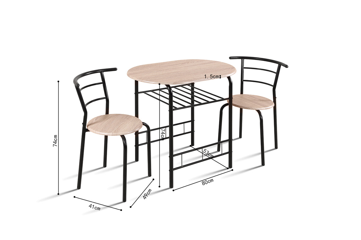 Ensemble table Adam Métal noir finition Sonoma