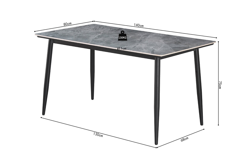 Table Kenzo 140 cm Rectangulaire Pierre Gris