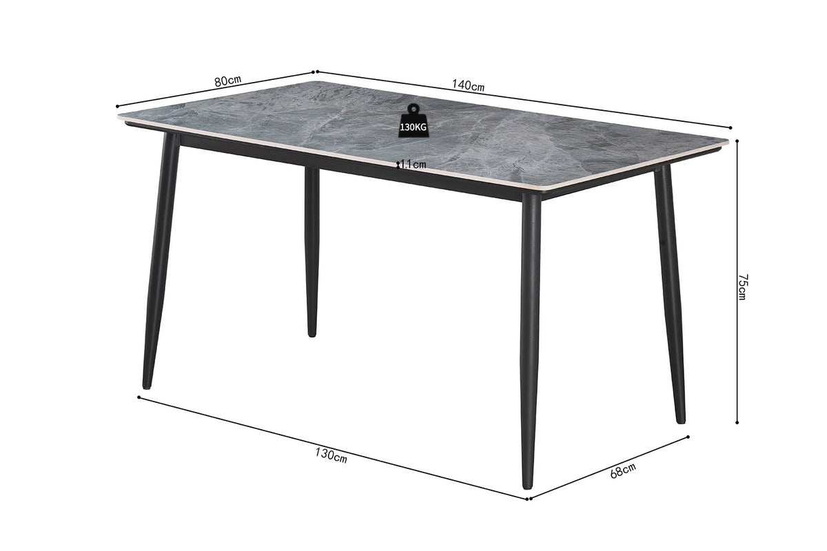 Table Kenzo 140 cm Rectangulaire Pierre Gris
