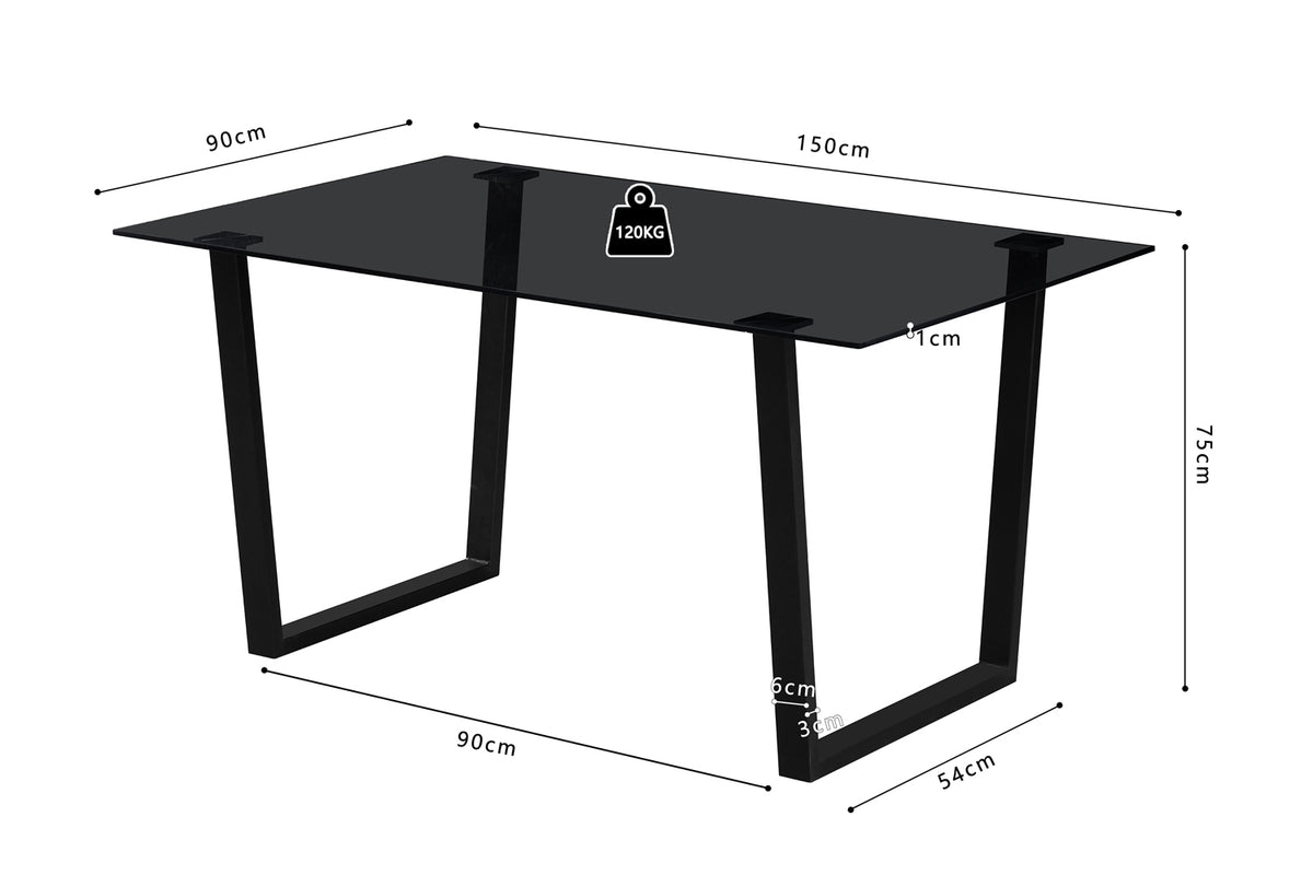 Table Boaz 150 cm Rectangulaire Verre