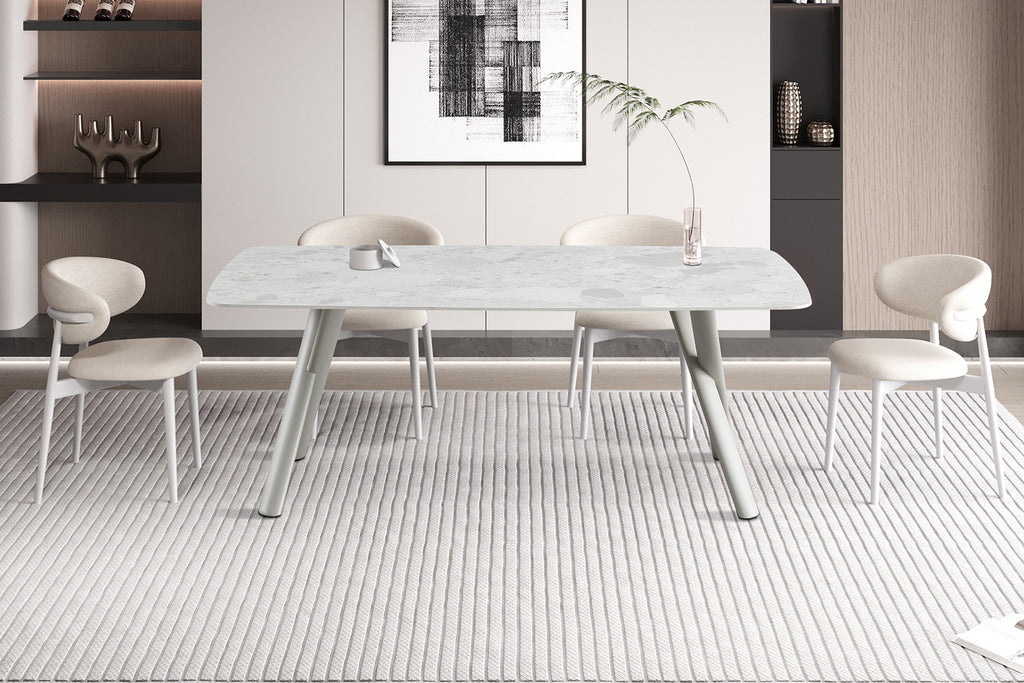 Table Orion 200x100 cm Rectangulaire Pierre Beige – Pied Beige