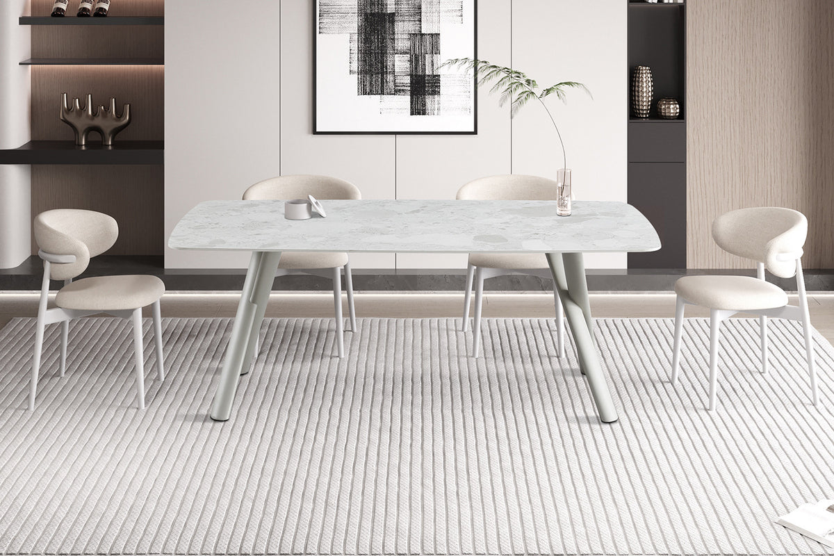 Table Orion 200x100 cm Rectangulaire Pierre Beige – Pied Beige