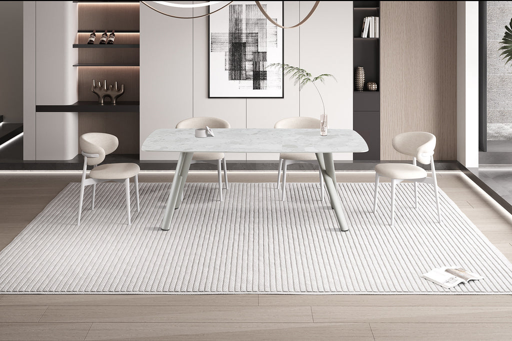 Table Orion 200x100 cm Rectangulaire Pierre Beige – Pied Beige - vue 2