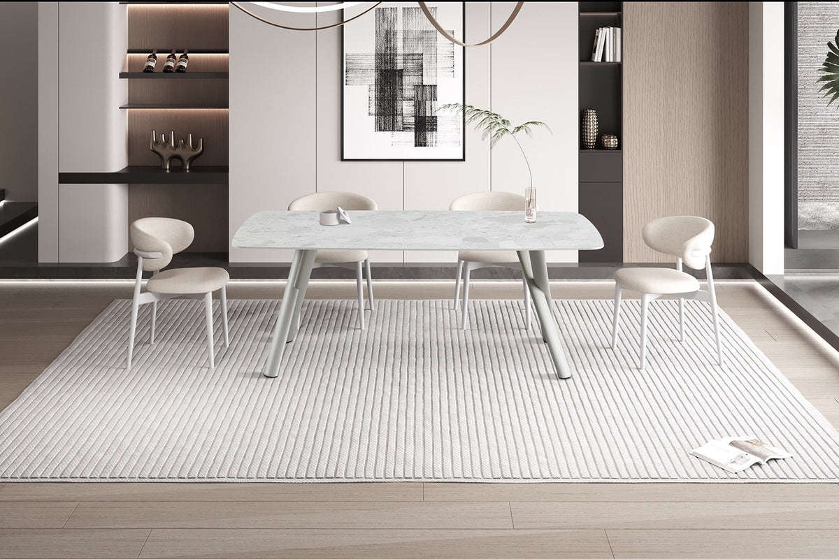 Table Orion 200x100 cm Rectangulaire Pierre Beige – Pied Beige - vue 2