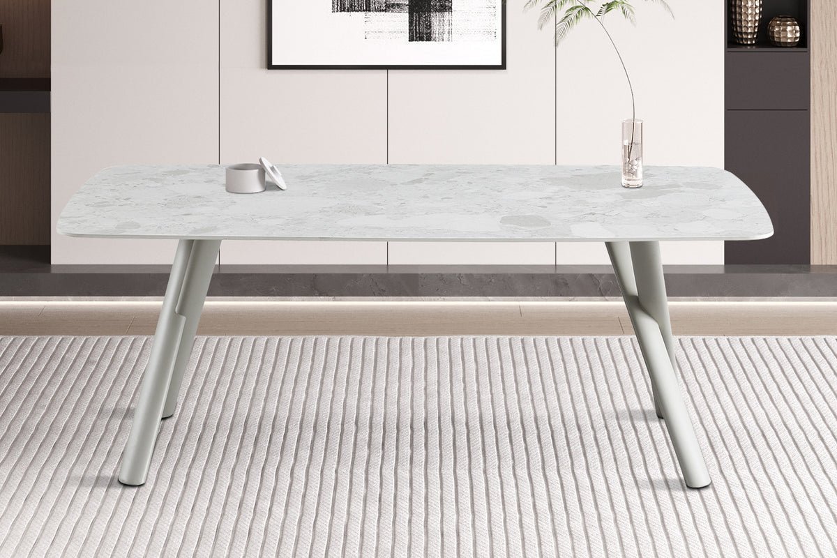 Table Orion 200x100 cm Rectangulaire Pierre Beige – Pied Beige - vue 3