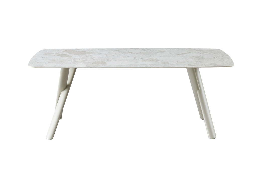 Table Orion 200x100 cm Rectangulaire Pierre Beige – Pied Beige - vue 4