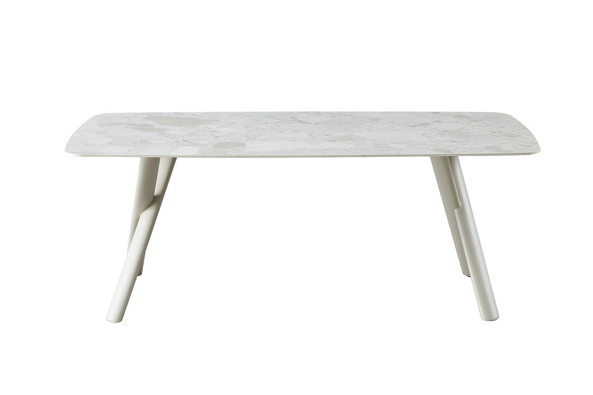 Table Orion 200x100 cm Rectangulaire Pierre Beige – Pied Beige - vue 4