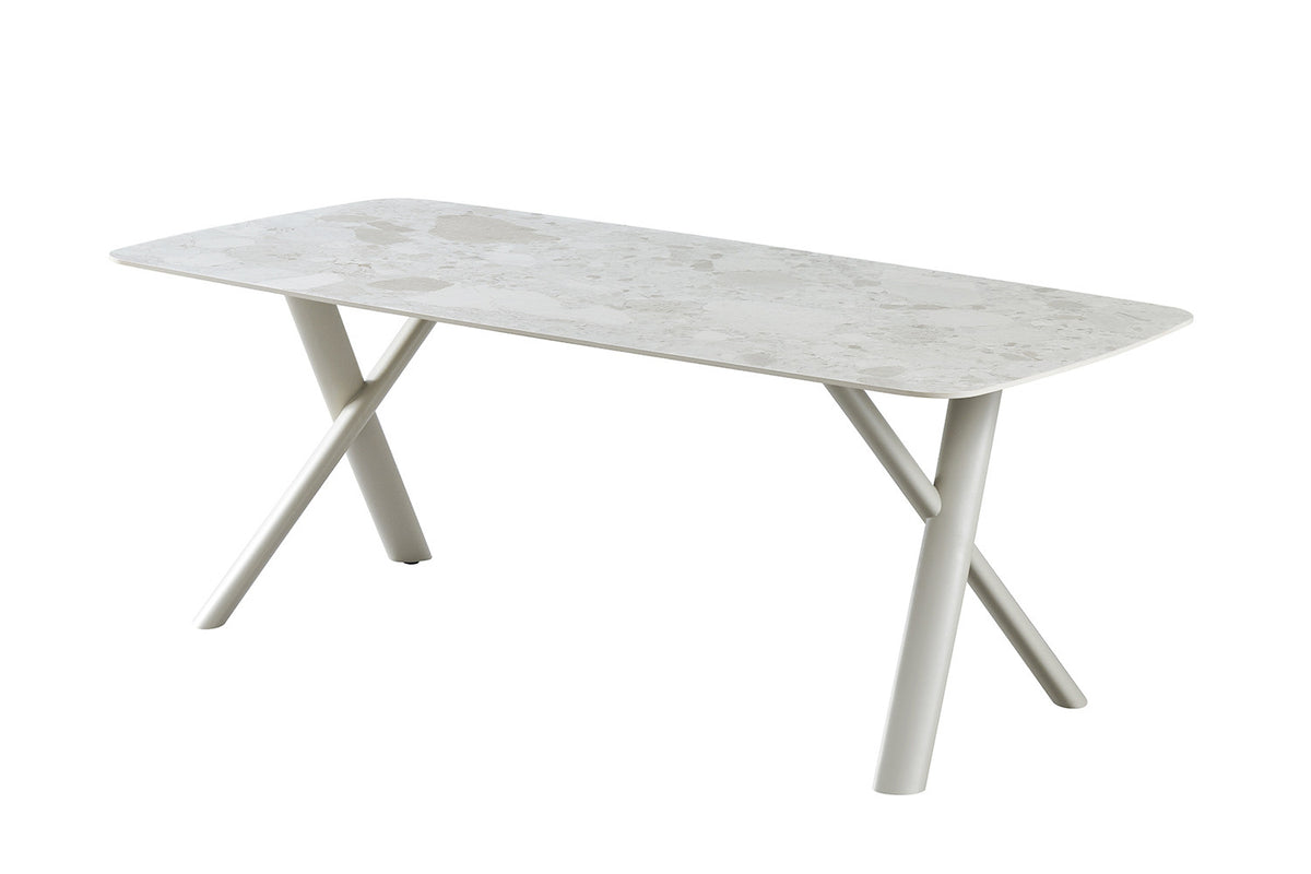 Table Orion 200x100 cm Rectangulaire Pierre Beige – Pied Beige - vue 5